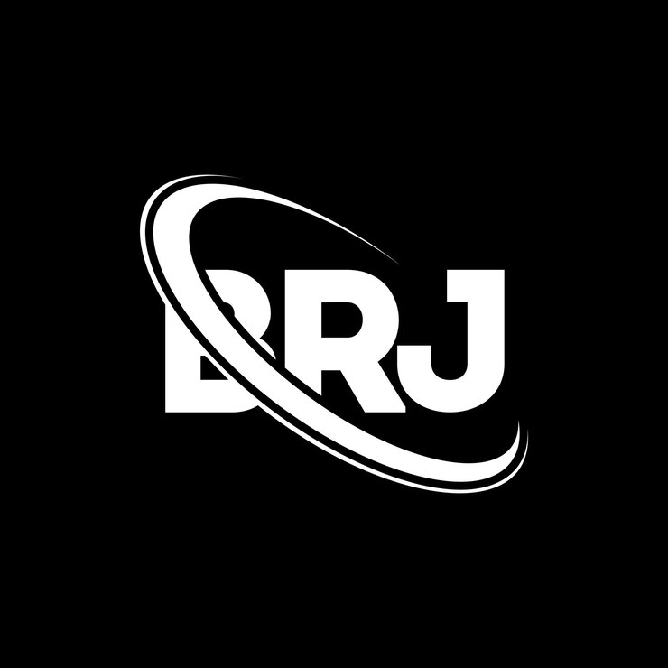Vector el logotipo brj, la letra brj, las iniciales brj, el logotipo vinculado con círculo y monograma en mayúsculas, la tipografía brj para el negocio tecnológico y la marca inmobiliaria.