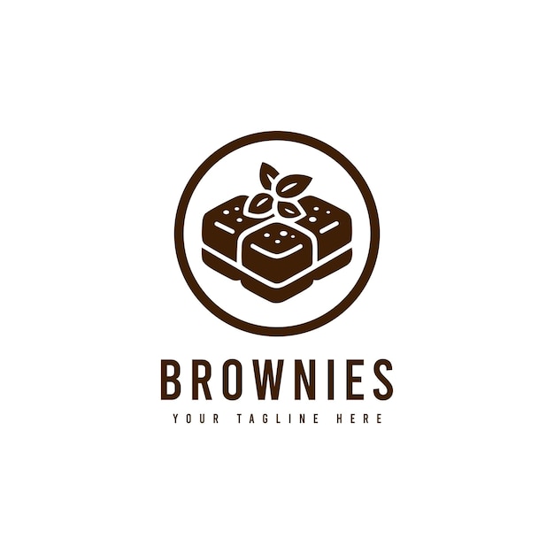 Logotipo de Brownies con estilo minimalista Vector de silueta de pastel dulce Apto para logotipos de pasteles dulces de postre o bocadillos