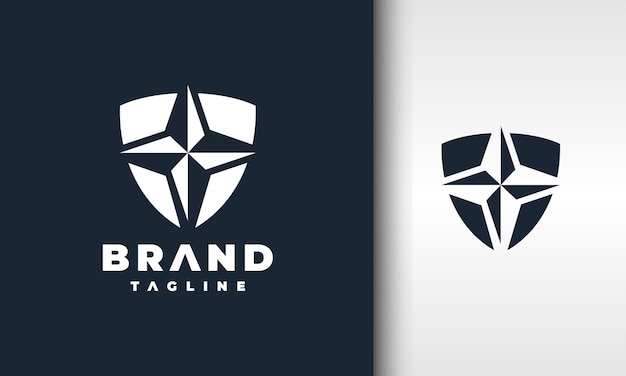 El logotipo de la brújula de escudo