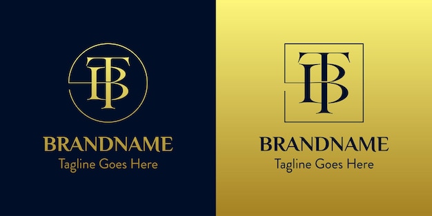 Logotipo de BT en letras circulares y cuadradas Conjunto para negocios con las iniciales BT o TB