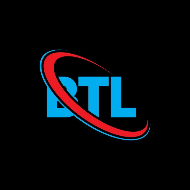 Logotipo de BTL Diseño del logotipo de la letra BTL Iniciales Logotipo BTL vinculado con círculo y mayúscula Logotipo del monograma Tipografía BTL para negocios tecnológicos y marca inmobiliaria