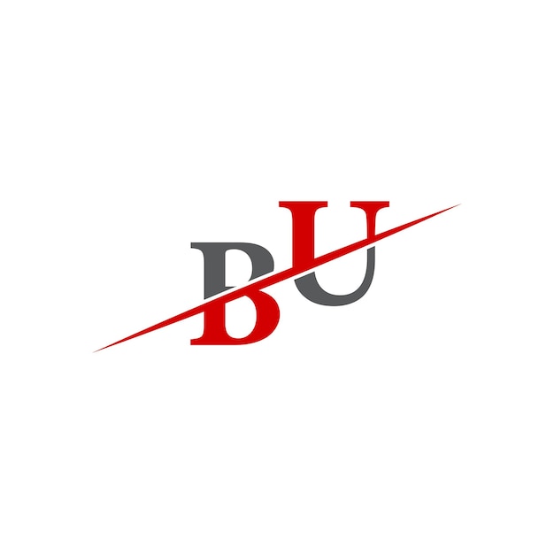 Logotipo de BU minimalista con línea diagonal dinámica