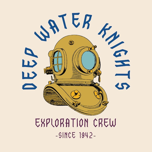Logotipo de buceo en aguas profundas vieja ilustración retro vintage cartel plantilla de diseño elementos vectoriales 2