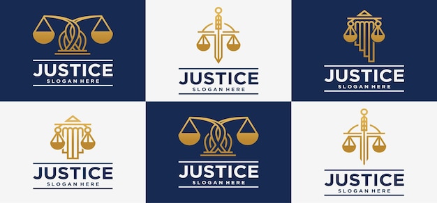 Logotipo de bufete de abogados abogado de derecho universal justicia logotipo de justicia en color dorado