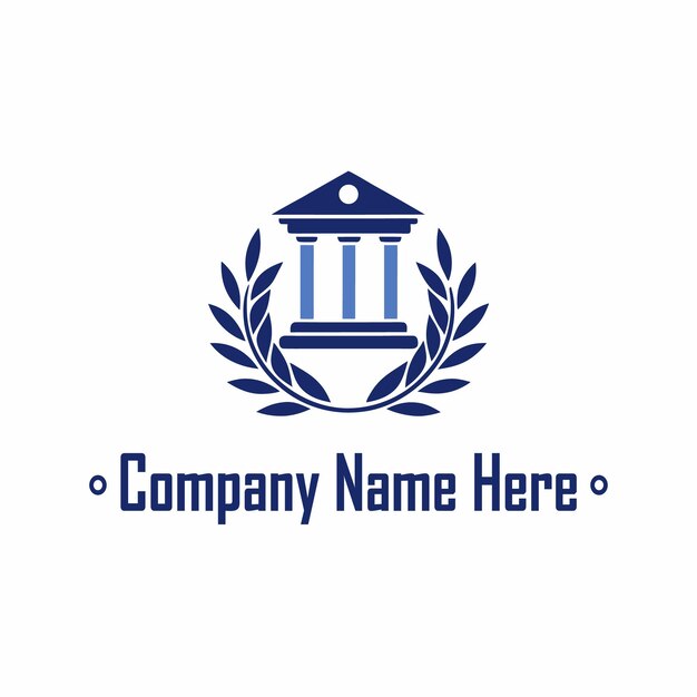 El logotipo del bufete de abogados con el juzgado y la corona de laurel