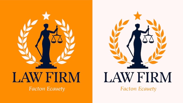 El logotipo del bufete de abogados con Lady Justice Scales y Laurel Wreath