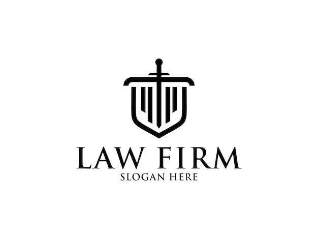 Logotipo de bufete de abogados Logotipo de abogado con elemento de derecho creativo