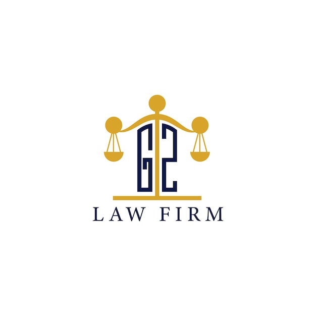 Logotipo del bufete de abogados moderno GZ con balanzas de justicia