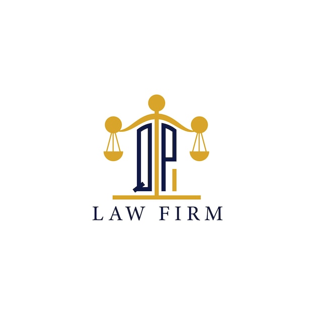 El logotipo del bufete de abogados moderno QP con la balanza de la justicia