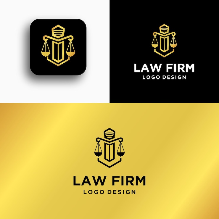 Vector logotipo del bufete de abogados en negro y dorado