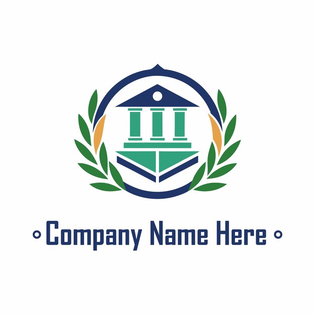 El logotipo del bufete de abogados o de la institución educativa con el icono del juzgado