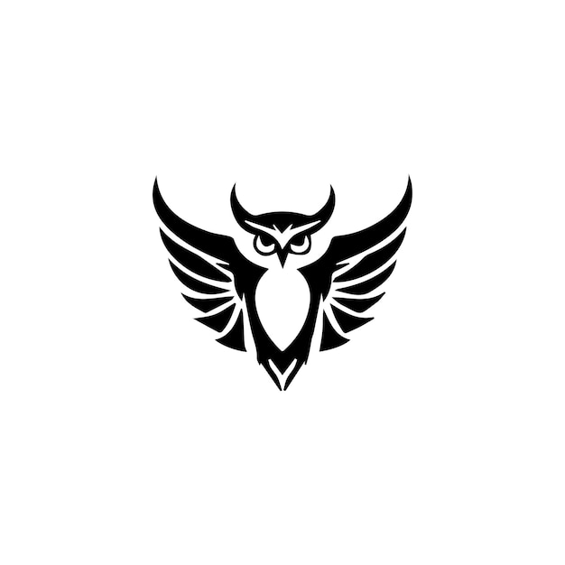 logotipo de búho blanco y negro con un contorno negro