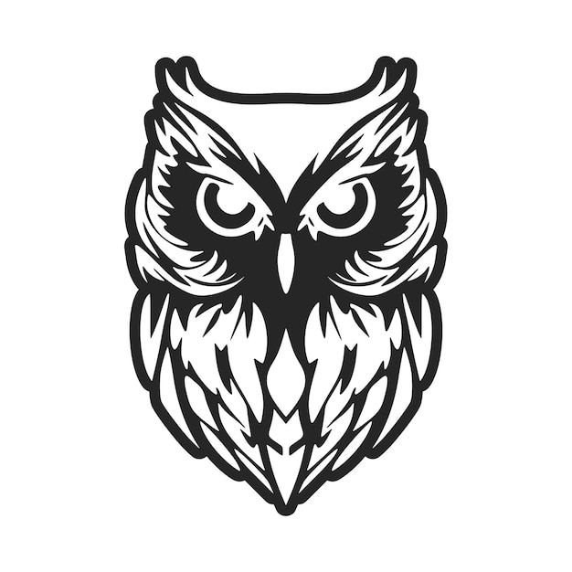 Un logotipo de búho negro simple y elegante aislado en un fondo blanco