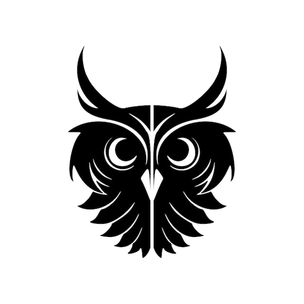 El logotipo del búho se presenta en estilo vectorial en negro y está elegantemente separado sobre un fondo blanco liso