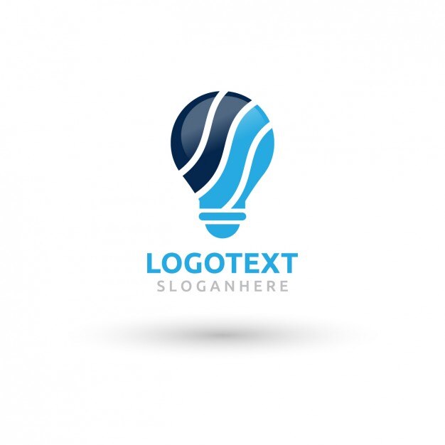 logotipo del bulbo hecha con ondas azules