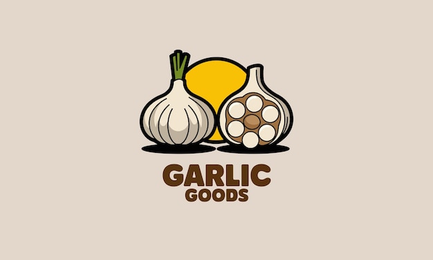 Logotipo de bulbos de ajo para productos o alimentos ecológicos