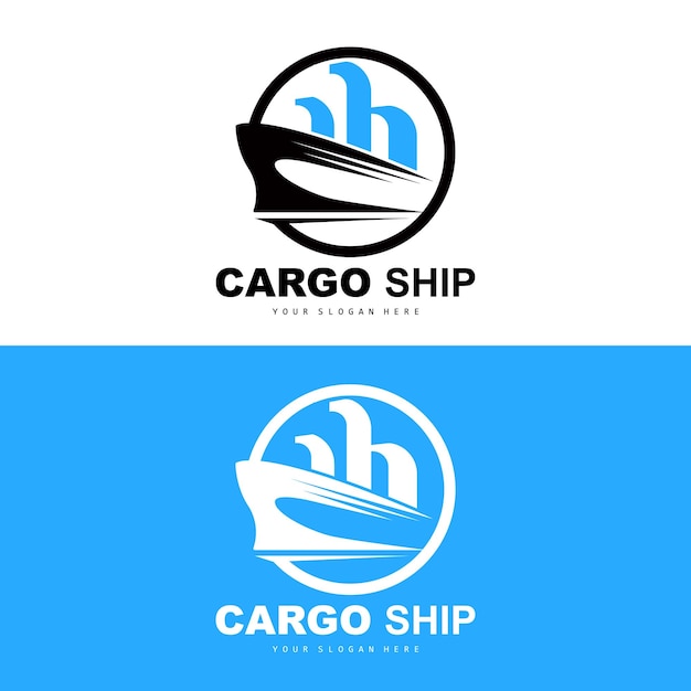 Logotipo de buque de carga diseño de velero vectorial de buque de carga rápida para empresa de fabricación de buques navegación por vías navegables vehículos marinos logística de transporte