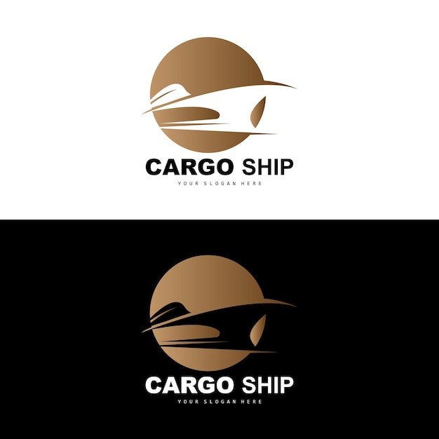 Logotipo de buque de carga diseño de velero vectorial de buque de carga rápida para empresa de fabricación de buques navegación por vías navegables vehículos marinos logística de transporte