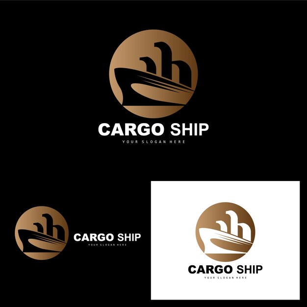 Logotipo de buque de carga Diseño de velero vectorial de buque de carga rápida para empresa de fabricación de buques Navegación por vías navegables Vehículos marinos Logística de transporte