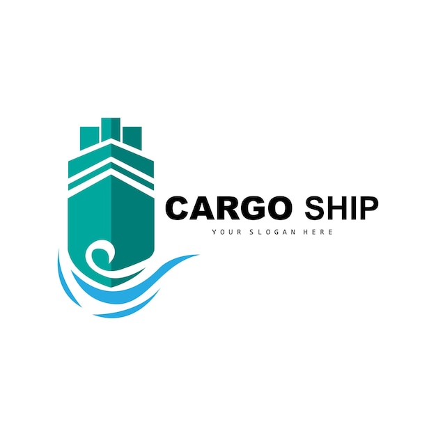 Logotipo de buque de carga Diseño de velero vectorial de buque de carga rápida para empresa de fabricación de buques Navegación por vías navegables Vehículos marinos Logística de transporte