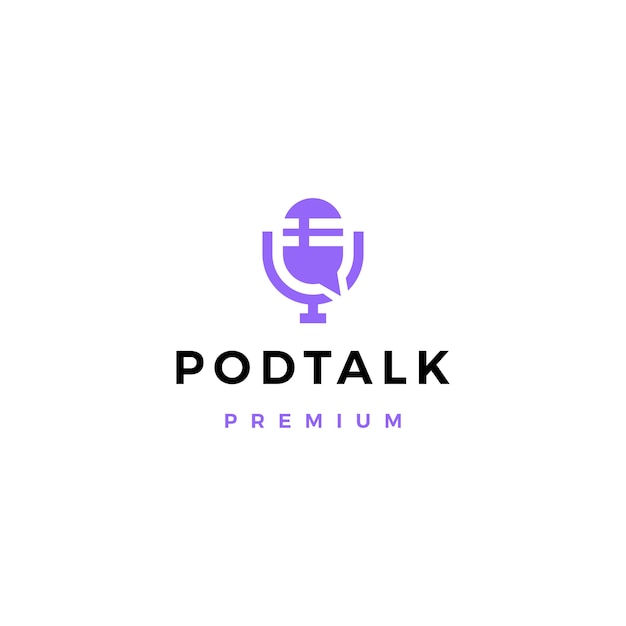 Logotipo de burbuja de chat de conversación de micrófono de podcast