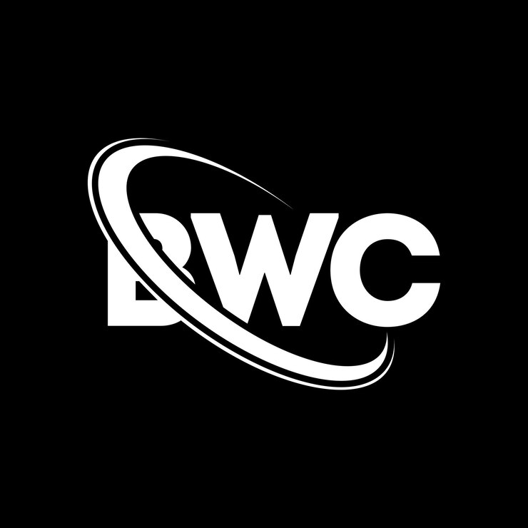 Vector el logotipo de bwc, la letra bwc, el diseño del logotipo, las iniciales, el logotipo bwc vinculado con un círculo y un monograma en mayúsculas, la tipografía bwc para el negocio tecnológico y la marca inmobiliaria.