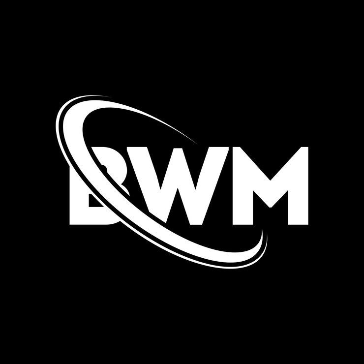 Vector el logotipo de bwm, la letra bwm, el diseño del logotipo, las iniciales, el logotipo bwm vinculado con un círculo y un monograma en mayúsculas, la tipografía bwm para el negocio tecnológico y la marca inmobiliaria.