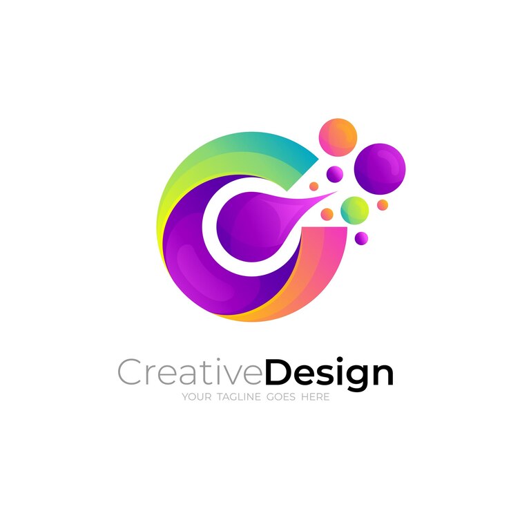 Vector logotipo c abstracto con vector de diseño colorido balbuceo