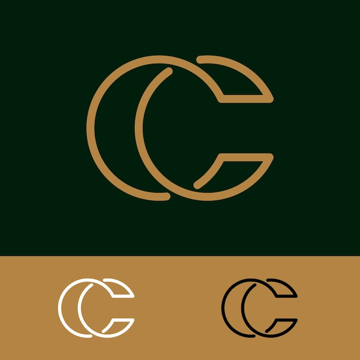 Vector logotipo c monograma letra moderna cc elegante tarjeta de visita emblema líneas superpuestas símbolo