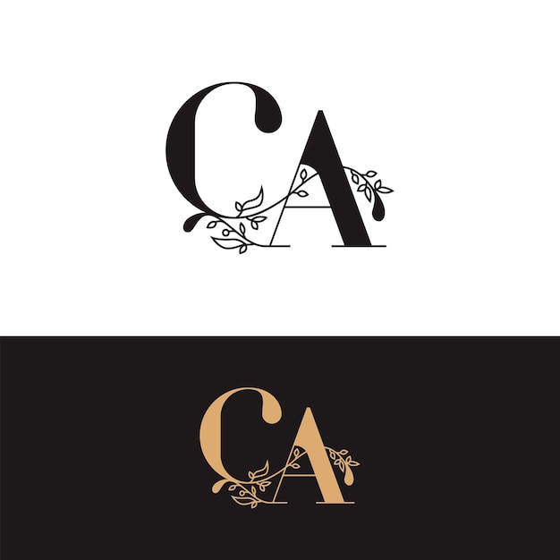 logotipo de CA del monograma de boda dibujado a mano