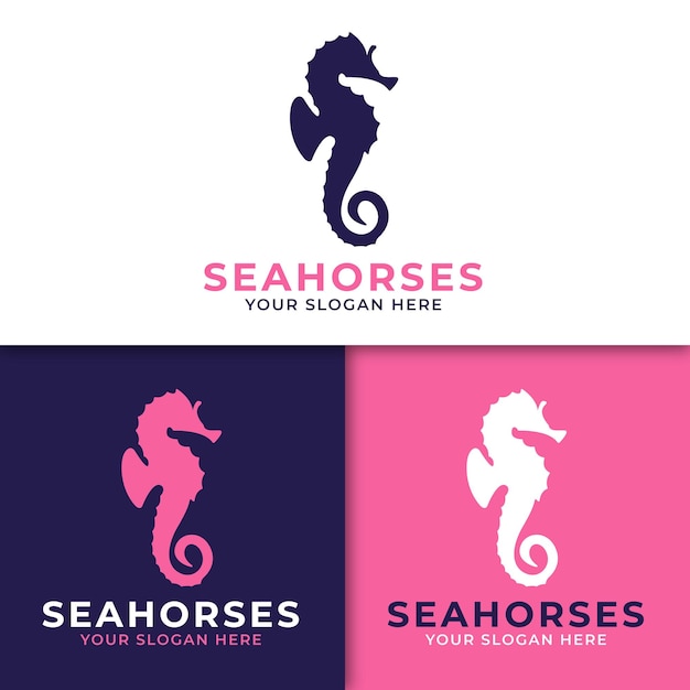 Vector logotipo de caballitos de mar vectoriales simples