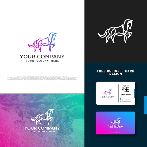 Logotipo del caballo con diseño de tarjeta de visita gratis