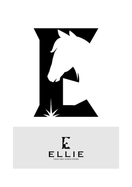 Logotipo de caballo de la letra e de ellie