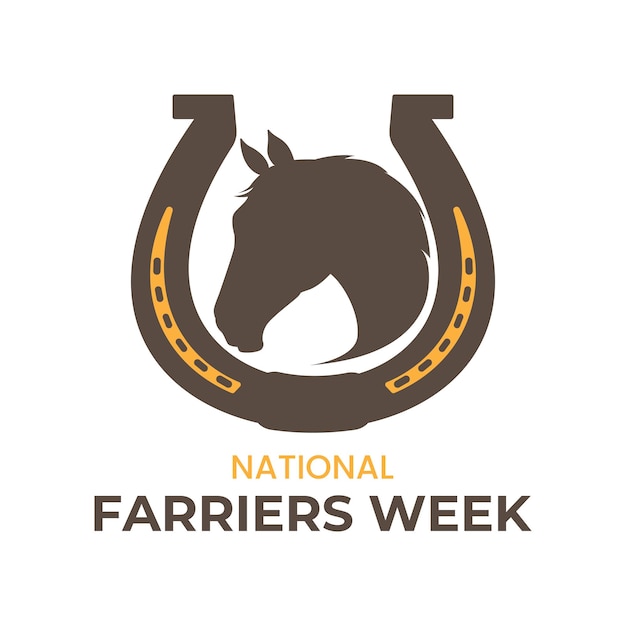 Logotipo de caballo minimalista aislado sobre fondo blanco Ilustración vectorial para la Semana Nacional de Herradores