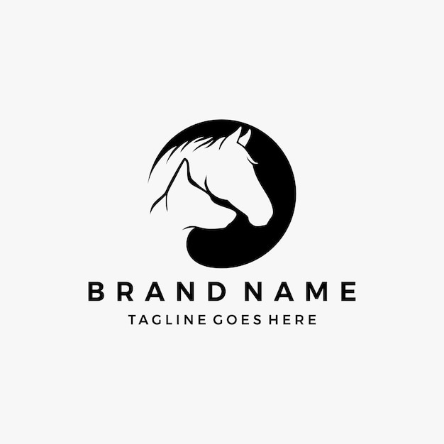 logotipo de caballo y perro, ilustración de vector de icono de plantilla de diseño de animales de compañía