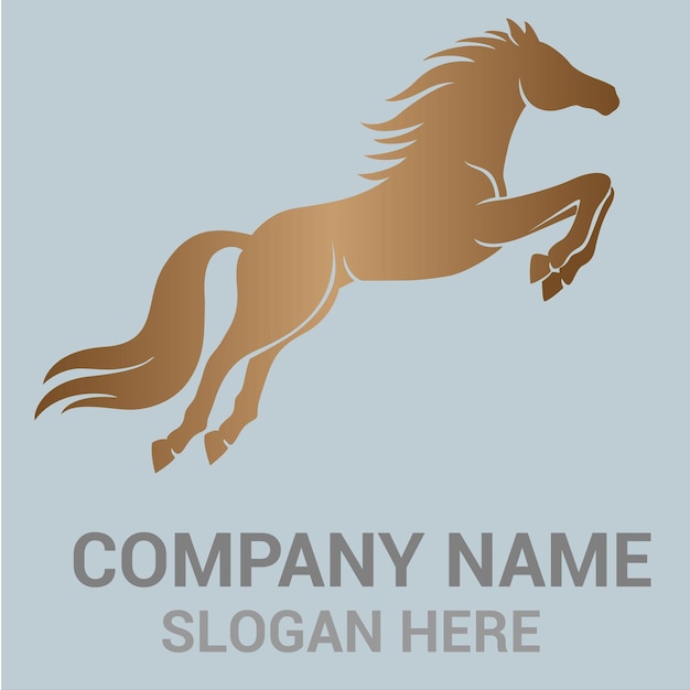 Un logotipo de caballo que dice el nombre de la empresa.