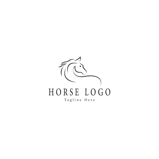 Vector logotipo del caballo vectorial con líneas sobre un fondo blanco