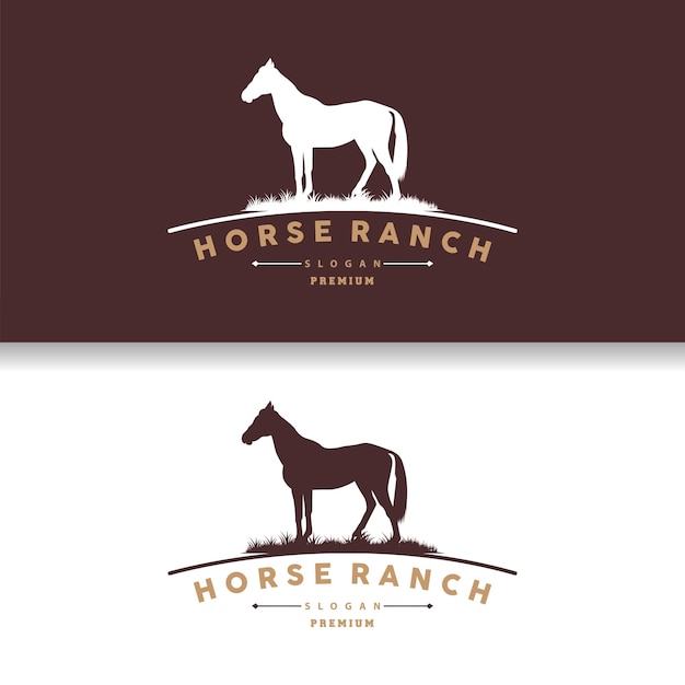 Logotipo de caballo West Country Farm Ranch Diseño de logotipo de vaquero Plantilla de ilustración simple