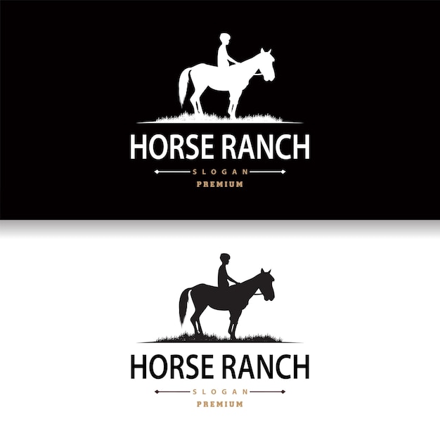 Logotipo de caballo West Country Farm Ranch Diseño de logotipo de vaquero Plantilla de ilustración simple