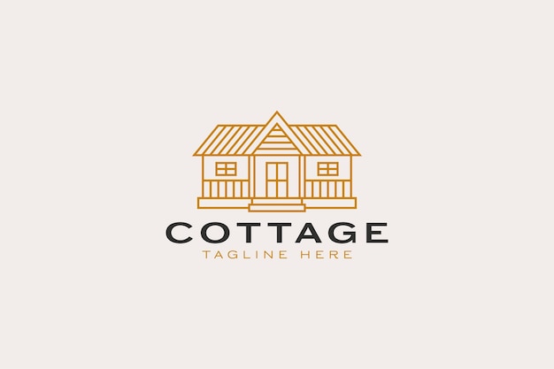 Logotipo de cabaña acogedora Abstracto Casa de pueblo Concepto minimalista Edificio rústico Propiedad inmobiliaria