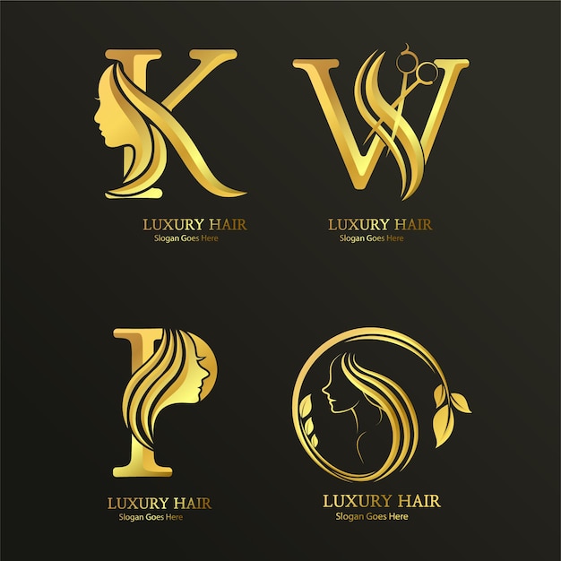 Vector logotipo cabello de lujo 6