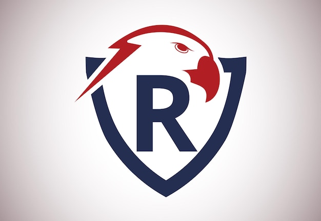 Logotipo de cabeza de águila con concepto único de letra R Ilustración de vector de cabeza de águila creativa