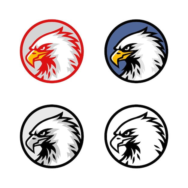 Logotipo cabeza águila conjunto diseño vectorial signo icono ilustración colección