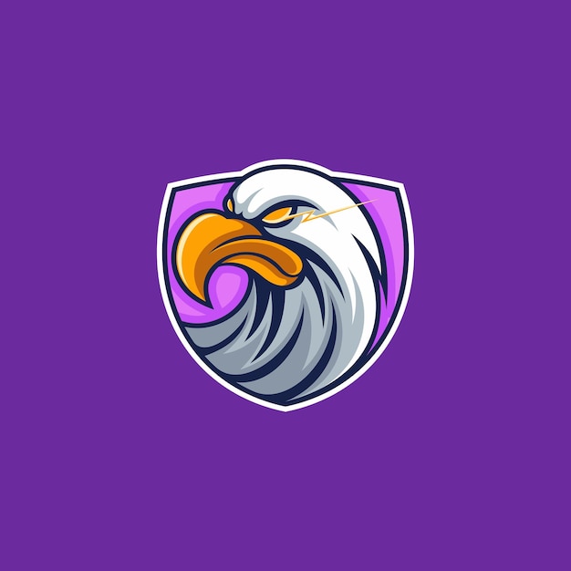 logotipo de cabeza de águila mascota con escudo