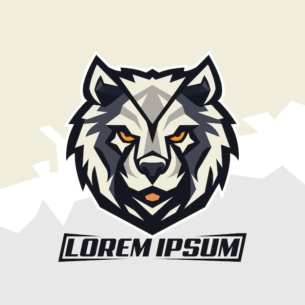 Vector logotipo de cabeza de animal, diseño deportivo, diseño deportivo de lobo, logotipo de cabeza de oso, concepto de ilustración, icono de lobos