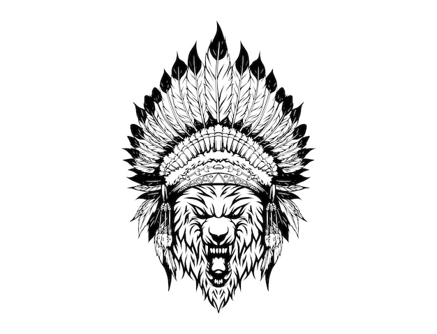 Vector logotipo de cabeza de animal nativo americano