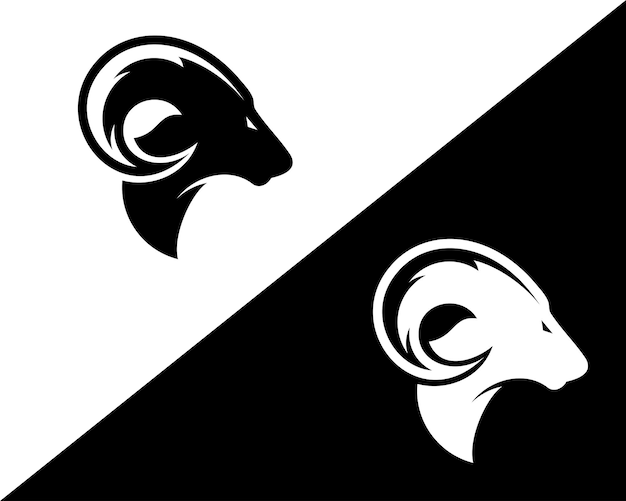 logotipo de cabeza de cabra con cuernos grandes
