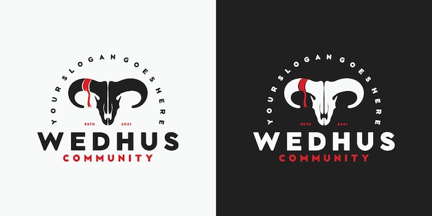Logotipo de cabeza de cabra vintage, logotipo para comunidad, cazador, rancho y granja y otros