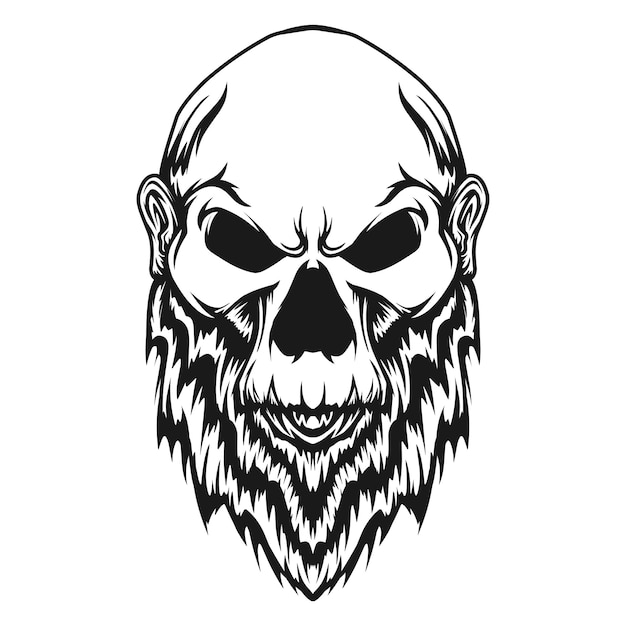 Logotipo de cabeza de calavera en blanco y negro