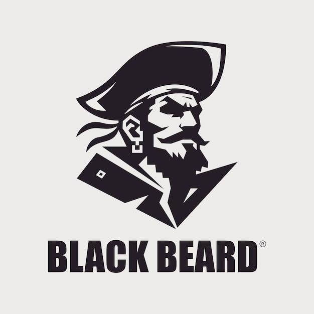 El logotipo de la cabeza del capitán pirata barbudo